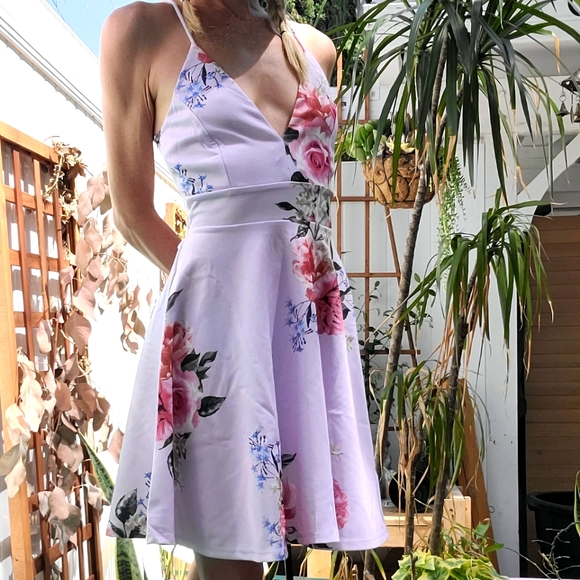 Lilac Sundress w/Lace+Zip Back - Picture 4 of 5